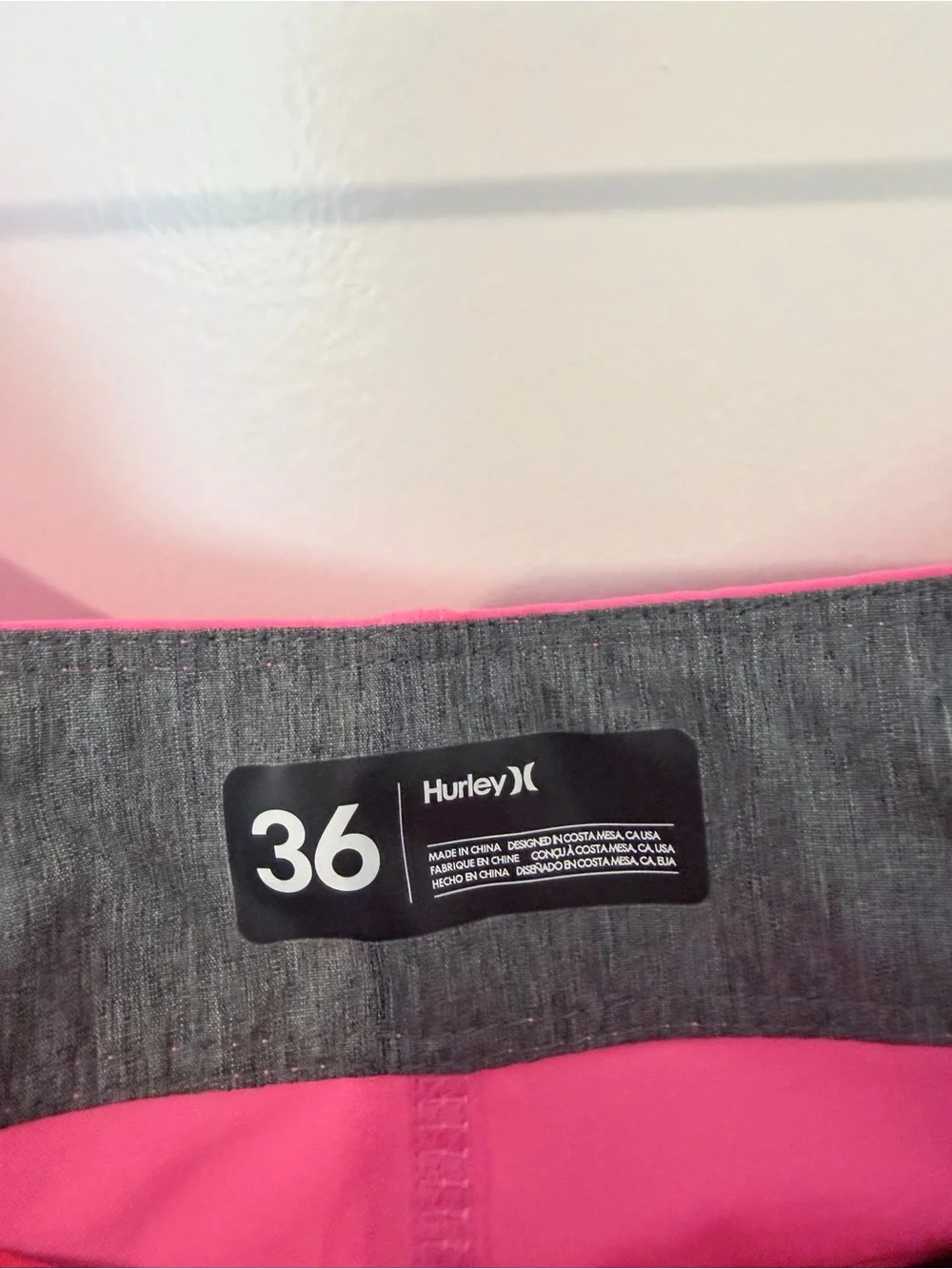 Hurley Hot Pink Women's Swim Shorts with Black Lace-Up Waist